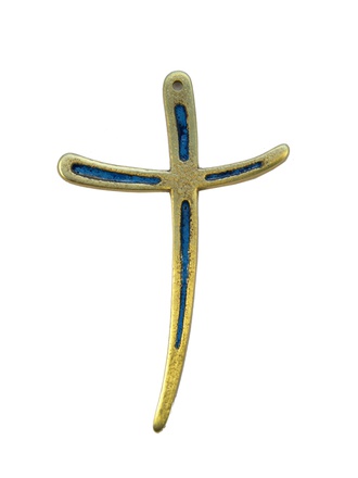 CROIX BRONZE EMAIL BLEUE 12 CM MVT NDSP