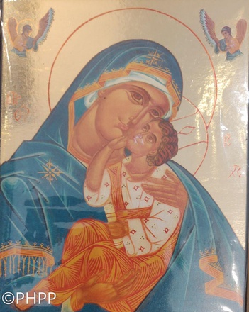 ICONE DOREE VIERGE DU MAGNIFICAT 8 X 10 CM SUR MEDIUM 9 MM NDSP