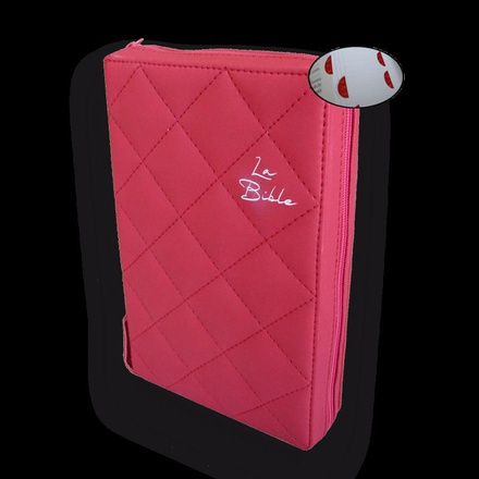 BIBLE SEGOND 21 - SOUPLE ROUGE MATELASSE, TRANCHES OR, ONGLETS DECOUPES, FERMETURE ECLAIR