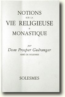 NOTIONS SUR LA VIE RELIGIEUSE ET MONASTIQUE