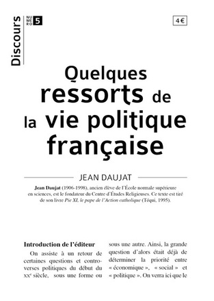 DISCOURS N 5 - QUELQUES RESSORTS DE LA VIE POLITIQUE FRANCAISE