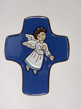 CROIX CERAMIQUE BLEUE ANGE