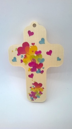 CROIX EN BOIS 13 X 9 CM " AMOUR"
