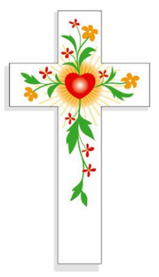 CROIX AMOUR 14.5 CM COEUR FLEURS ORANGE 8CM X 14.5CM