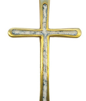 PETITE CROIX BRONZE EMAIL BLANC 10 CM NDSP