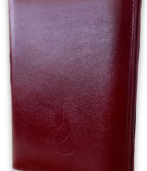 LA BIBLE NE DE GENEVIEVE MINIATURE FIBROCUIR BORDEAUX TRANCHES OR AVEC ZIPPER