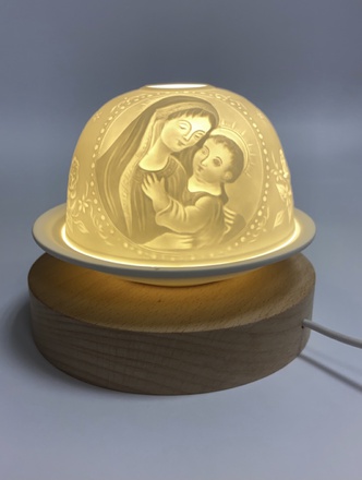 PHOTOPHORE EN PORCELAINE - VIERGE A L'ENFANT