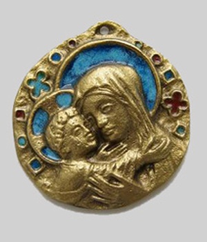 MEDAILLON BRONZE DIAM 5CM VIERGE ENFANT NDSP