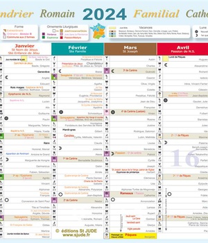 CALENDRIER FAMILIAL CATHOLIQUE ROMAIN 2024 PETIT (A4)