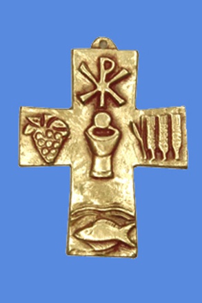 CROIX BRONZE CALICE 8 CM NDSP