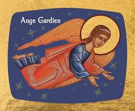 L' ANGE GARDIEN - ICONE DOREE A LA FEUILLE 16X12 CM