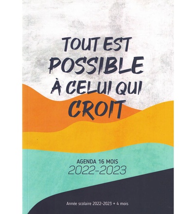 AGENDA SCOLAIRE 2022 - 2023 AVEC 4 MOIS SUPPLEMENTAIRES JUSQU EN DECEMBRE 2023