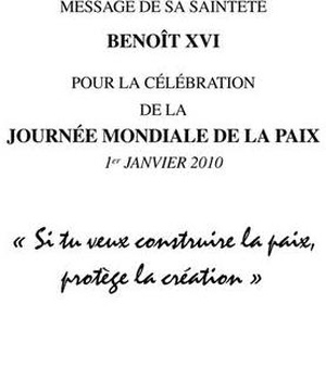 MESSAGE DE S.S. BENOIT XVI POUR LA CELEBRATION DE LA JOURNEE MONDIALE DE LA PAIX - 1ER JANVIER 2010