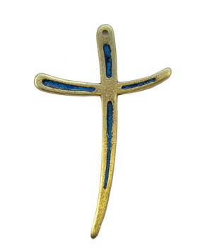 CROIX BRONZE EMAIL BLEUE 12 CM MVT NDSP