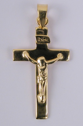 CROIX PLAQUE OR AVEC CHRIST 2.5CM