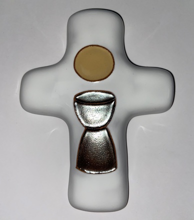 CROIX CERAMIQUE HOSTIE ET CALICE SILVER