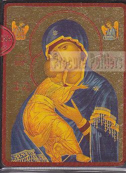 ICONE OR VIERGE TENDRESSE VLADIMIR BLEUE 8.5X11.5CM   NDSP
