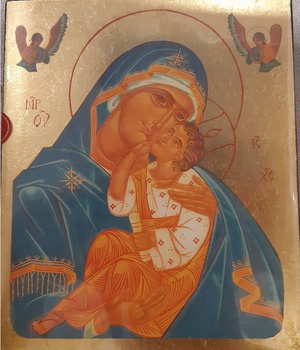 ICONE VIERGE DU MAGNIFICAT SUR FEUILLE D'OR 15X18 CM