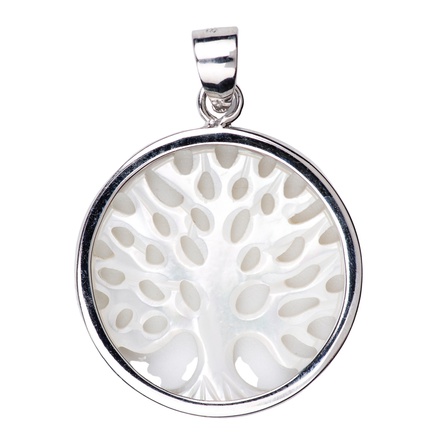 MEDAILLE EVIDEE ARGENT AVEC ARBRE DE VIE NACRE DIAM 2 CM