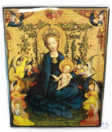VIERGE A LA TREILLE AUX ROSES - ICONE CLASSIQUE 11X15 CM