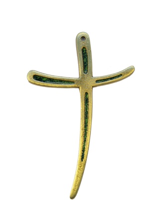 CROIX BRONZE EMAIL VERT 12 CM MVT NDSP