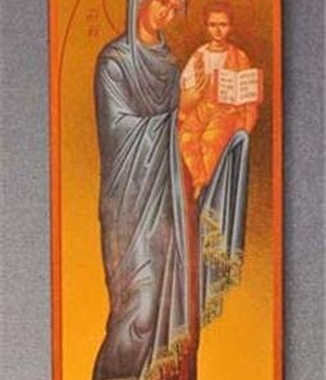 ICONE LA PORTAITISSA DOREE A LA FEUILLE 9 X 23 CM