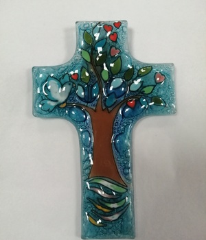CROIX VERRE ARBRE 12X8 CM