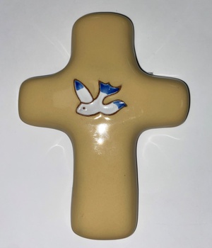 CROIX CERAMIQUE COLOMBE CREME