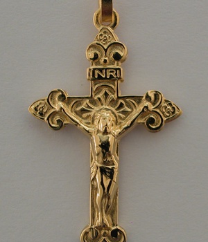 CROIX PLAQUE OR AVEC CHRIST GM