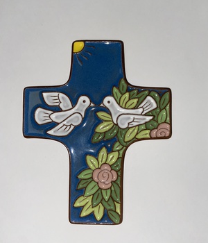 CROIX CERAMIQUE BLEUE COLOMBES