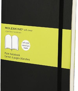 CARNET BLANC - GRAND FORMAT - COUVERTURE SOUPLE NOIRE