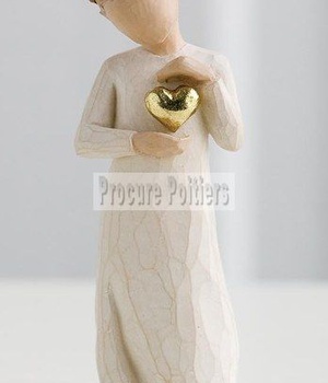 STATUE COEUR D OR FILLE 13.5 CM NDSP