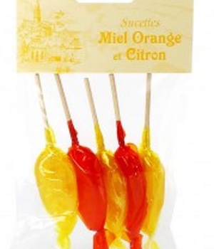 SACHET DE 5 SUCETTES MIEL ORANGE - CITRON