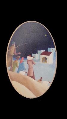 CADRE OVALE EN BOIS - L'ARRIVEE DES BERGERS