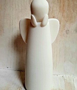 STATUE ALBATRE ANGE ATTENDRI 14 CM