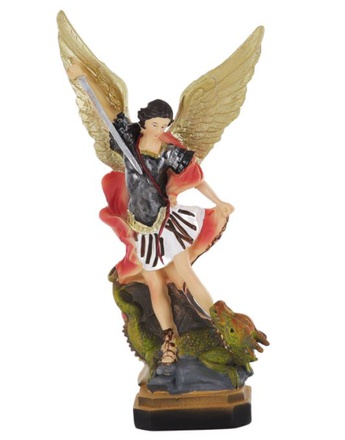STATUE SAINT MICHEL COULEUR RESINE 12 CM