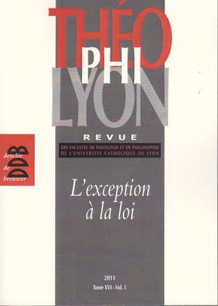 THEOPHILYON, N 16 VOLUME 1, AVRIL - L'EXCEPTION A LA LOI