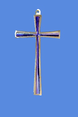 CROIX BRONZE BRAS DROITS CARRES BLEU 10.5 CM