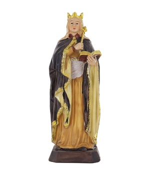 STATUE SAINTE RADEGONDE EN RESINE PEINTE A LA MAIN 17 CM