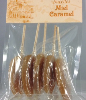 SACHET DE 5 SUCETTES MIEL CARAMEL