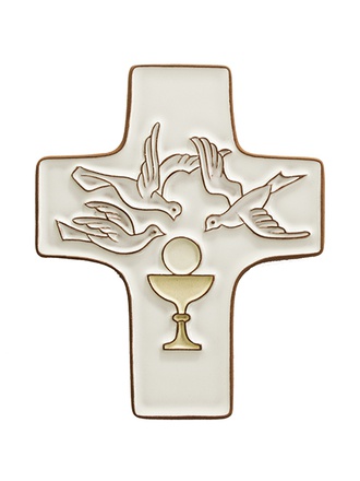 CROIX CALICE COLOMBE CERAMIQUE BLANC