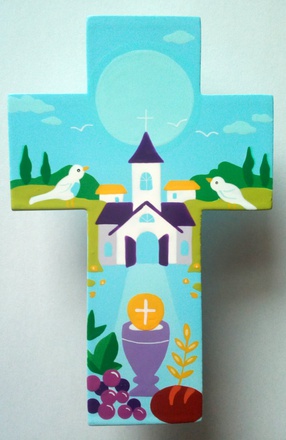 CROIX BOIS COMMUNION 14 CM