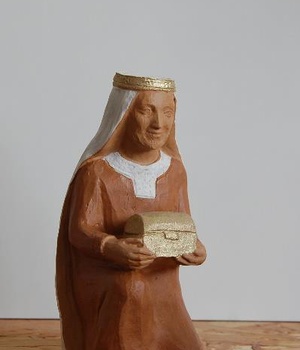 ROI MAGE BLANC A GENOU CRECHE NUIT DE LUMIERE 18 CM