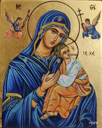 ICONE BIZANTINE PEINTE A LA MAIN MARIE PERPETUEL SECOURS 12 X 16 CM NDSP