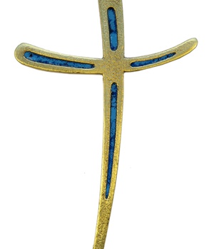 CROIX BRONZE EMAIL BLEUE 14 CM MVT NDSP