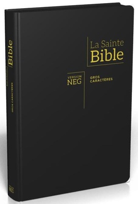 BIBLE NEG GROS CARACTERES : FIBROCUIR, TRANCHES OR, ONGLETS DECOUPES, FERMETURE ECLAIR
