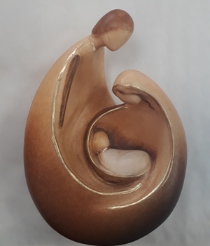 STATUE BOIS PEINT SAINTE FAMILLE 8 CM