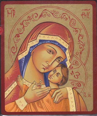 VIERGE DE KORSUN - ICONE DOREE A LA FEUILLE 23,5X19,5 CM - 421.68