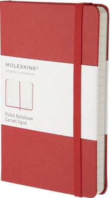 CARNET LIGNE - FORMAT DE POCHE - COUVERTURE RIGIDE ROUGE