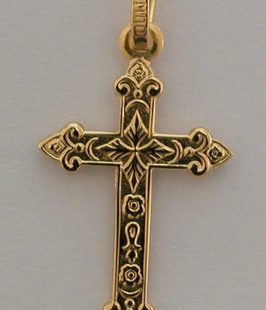 CROIX PLAQUE OR FANTAISIE 2.3CM